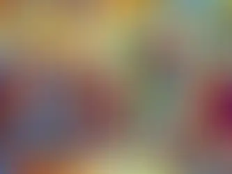 Colorful abstract painting of a blue-faced figure speaking to an attentive audience. Swirling rainbow patterns fill the background.