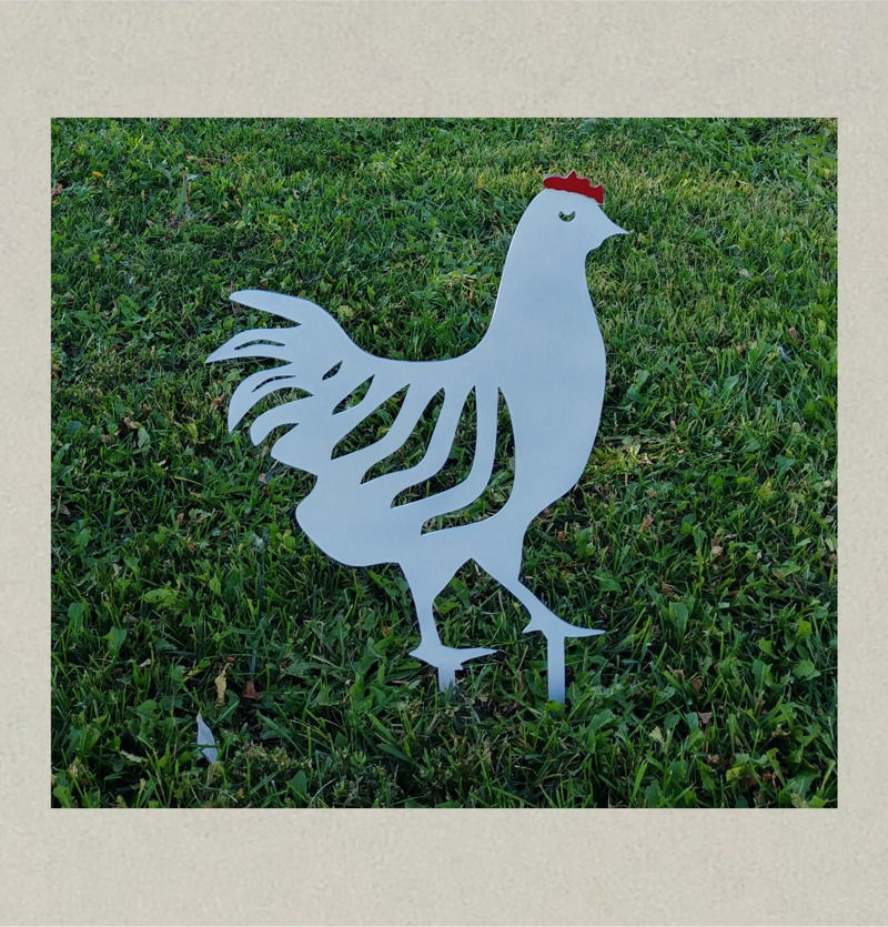 Thumbnail: white metal garden chicken side view