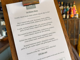 Dinner menu SAMPLE at Grianaig Guest House