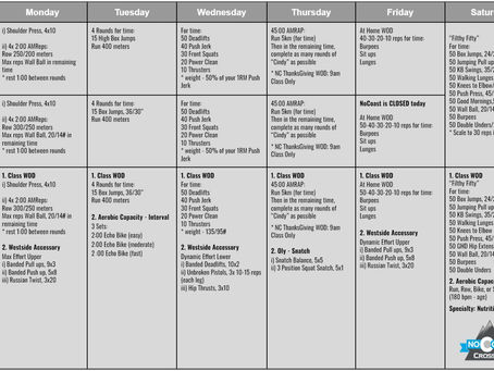 November 21st - 26th Programming