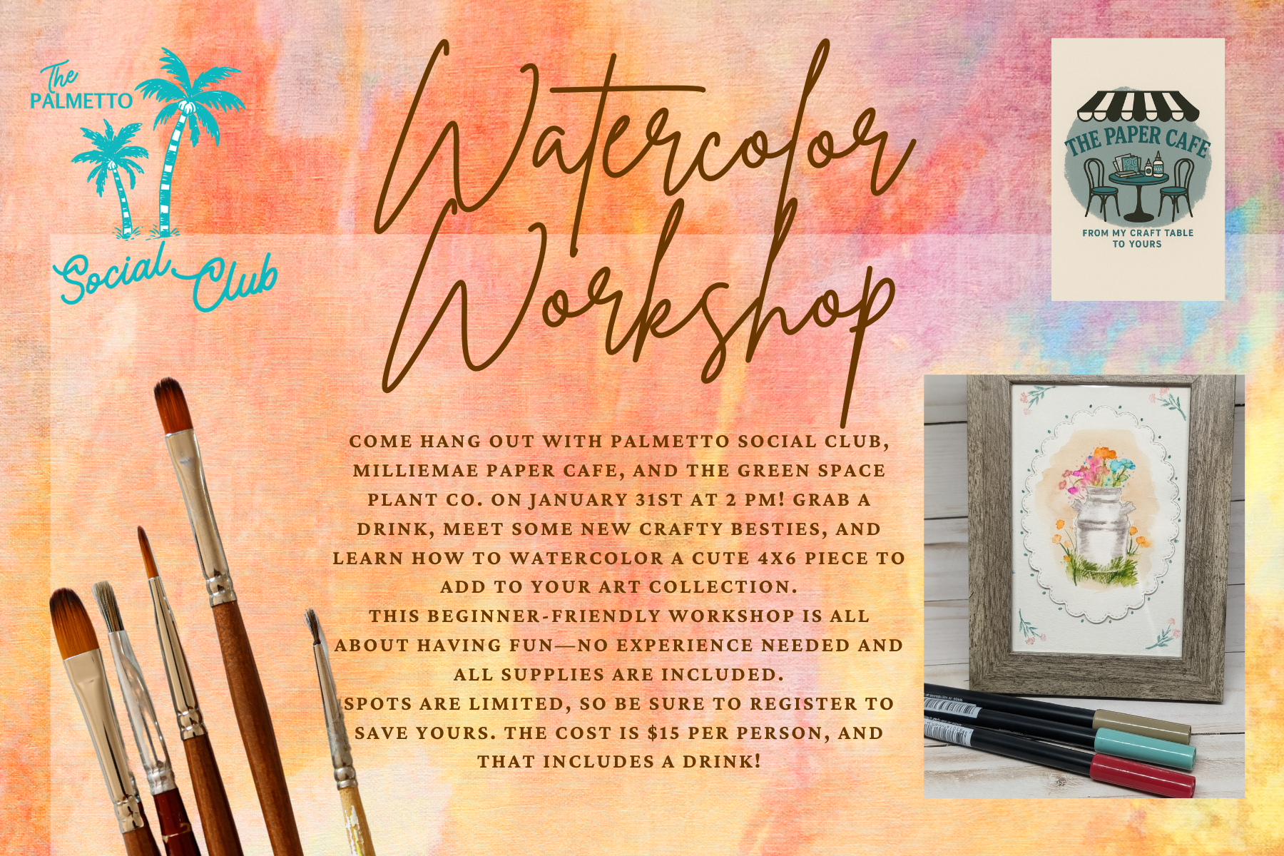 Watercolor Class with The Palmetto Social Club