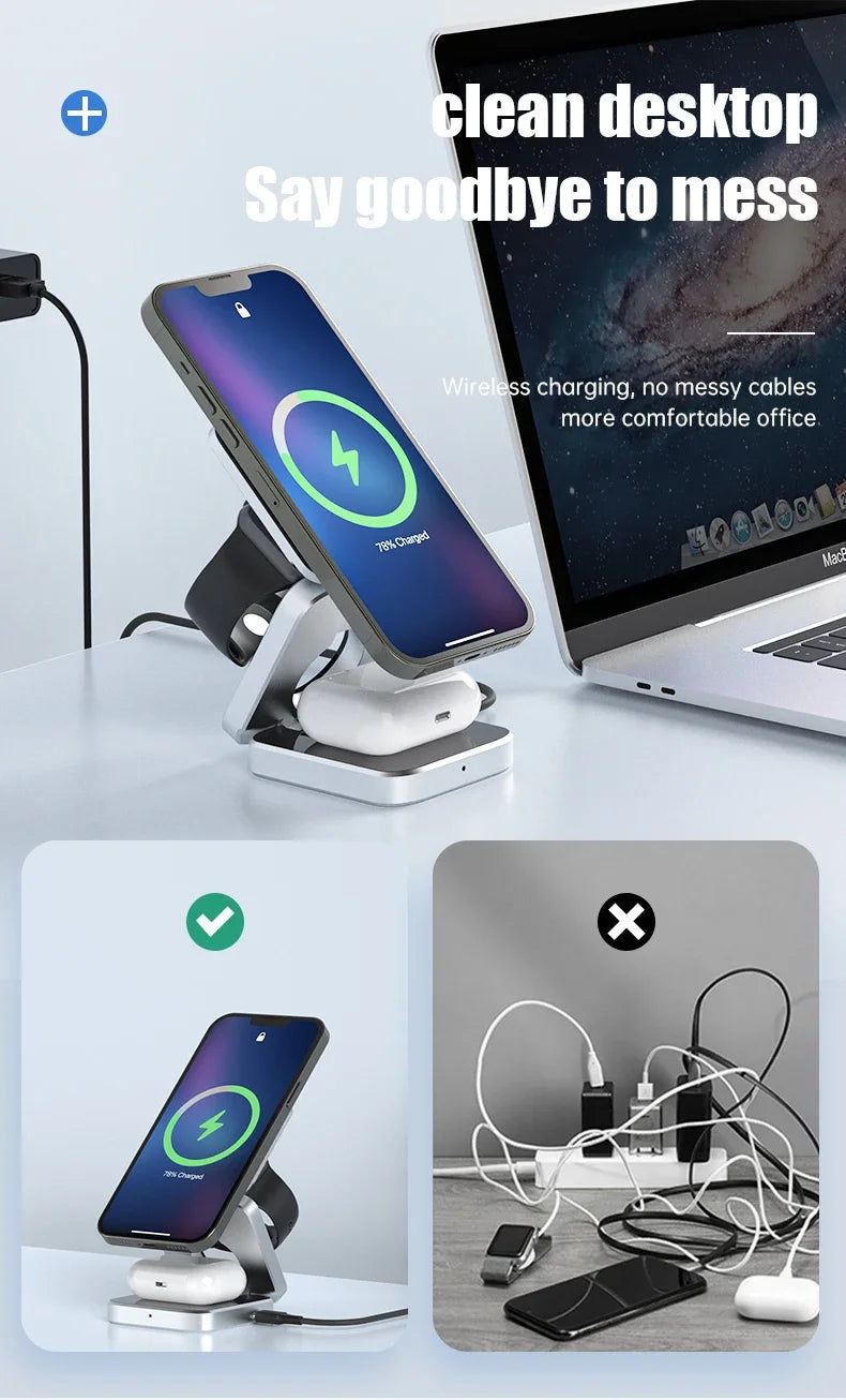 Thumbnail: Magnetic 3-in-1 iPhone & AirPods Fast Charging Stand