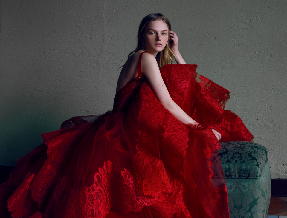 Ana beautiful fashion reddress redrose red dress rose model portait