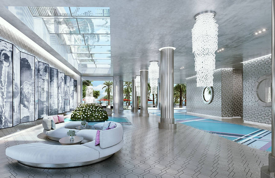 Dramatic 3D Rendering of Lobby Design by Karl Lagerfeld for Estates at Acqualina