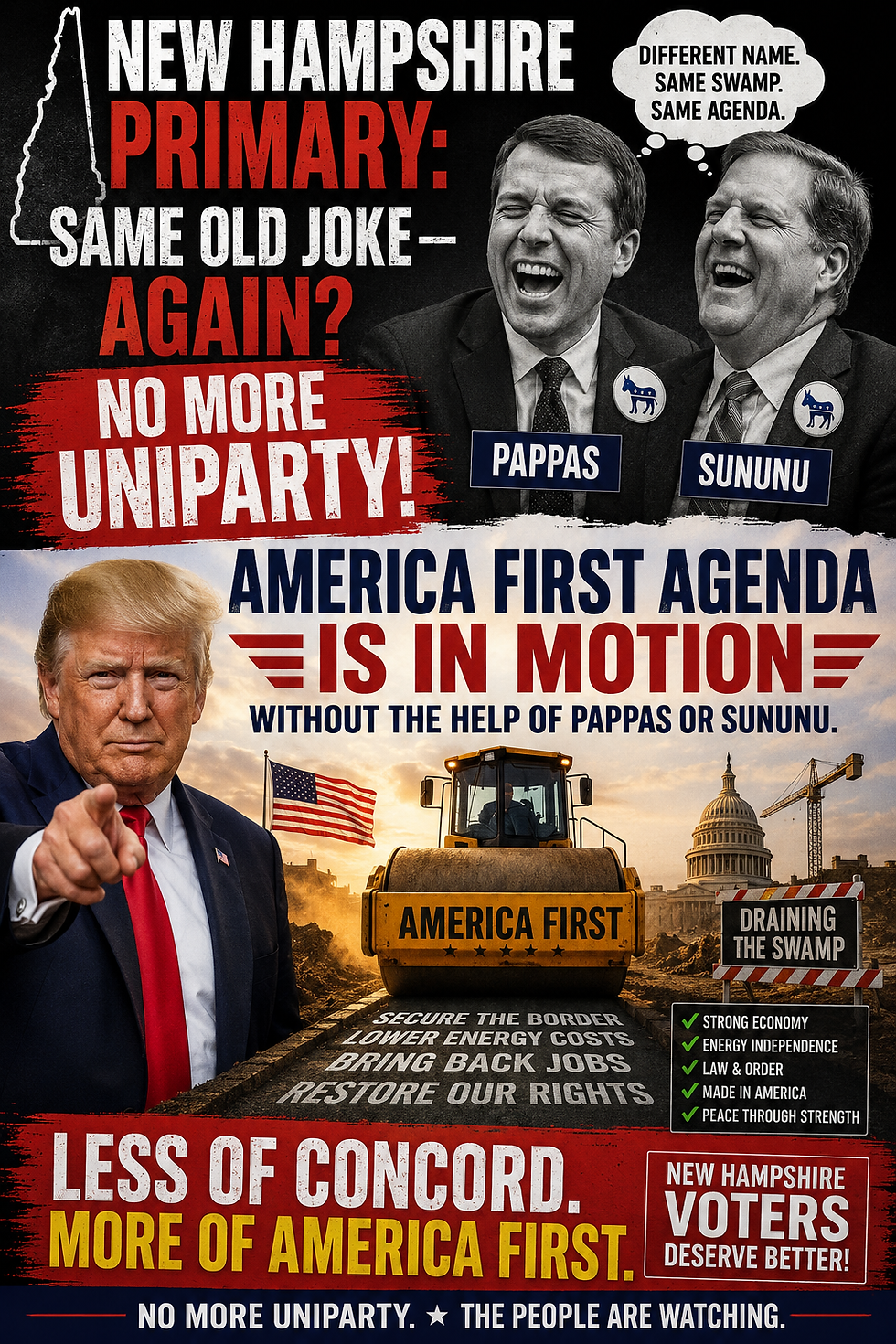 NO MORE CONCORD SWAMP POLITICS — AMERICA FIRST IS ALREADY MOVING