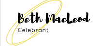 logo for Beth MacLeod celebrant with two gold rings