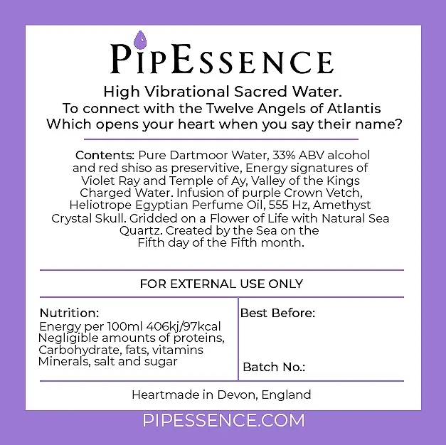 Thumbnail: The PipEssence Atlantis Angels essence,  back label