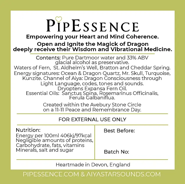 Thumbnail: The PipEssence Dragon Heart essence,  back label