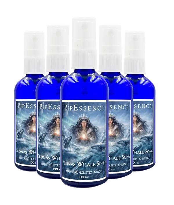 Thumbnail: The PipEssence Sedna's Whale Song essence, 100ml blue glass bottle with atomiser - group