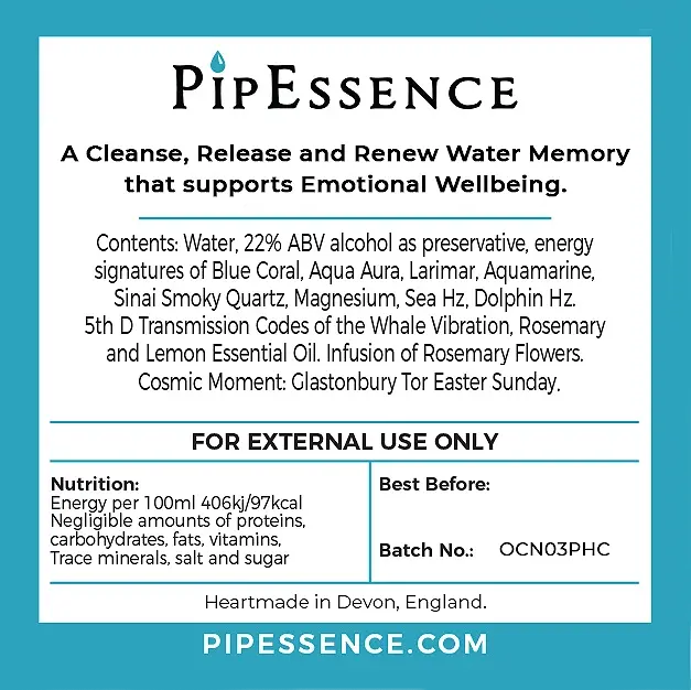 Thumbnail: The PipEssence Ocean essence,  back label