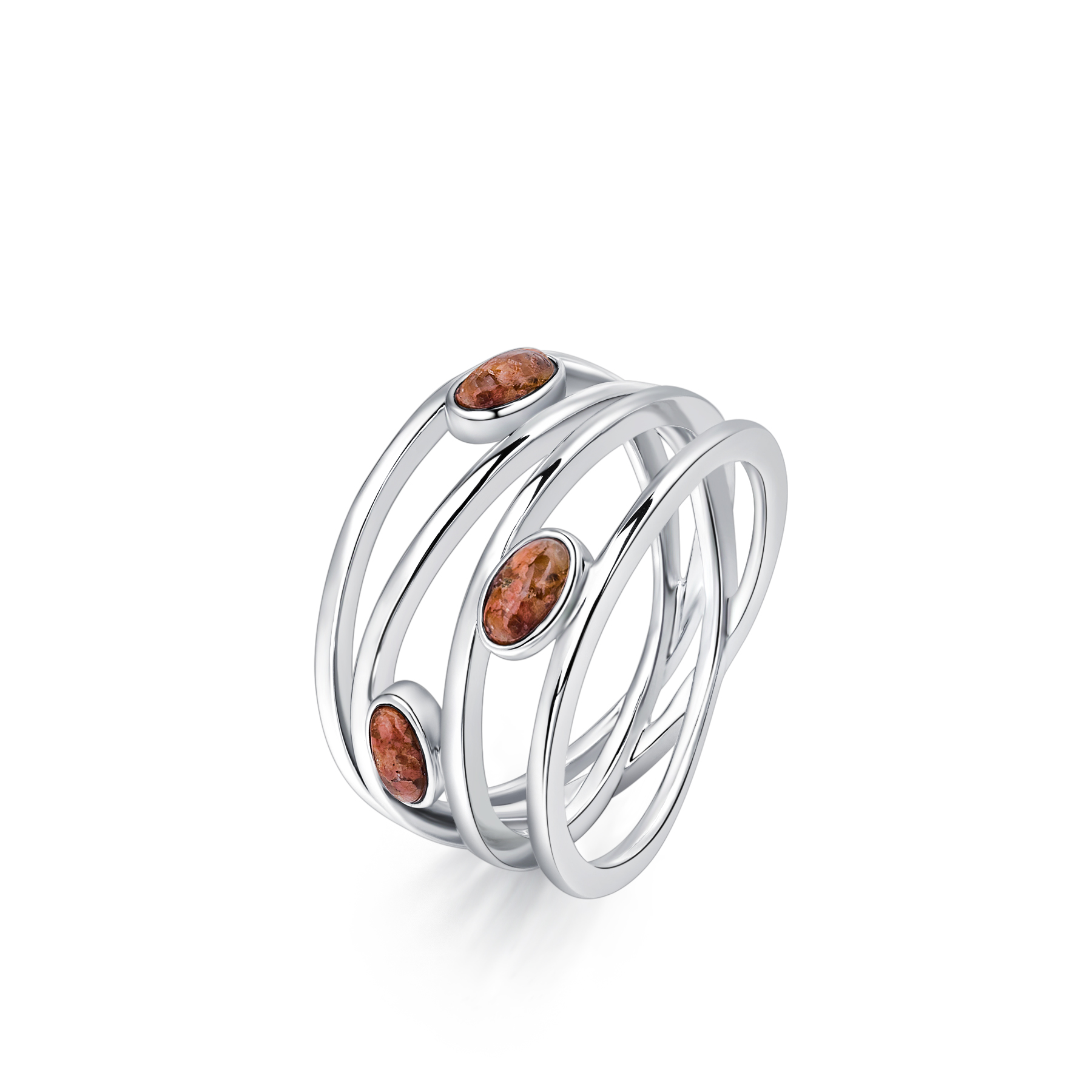 Silver Lines Granite Ring