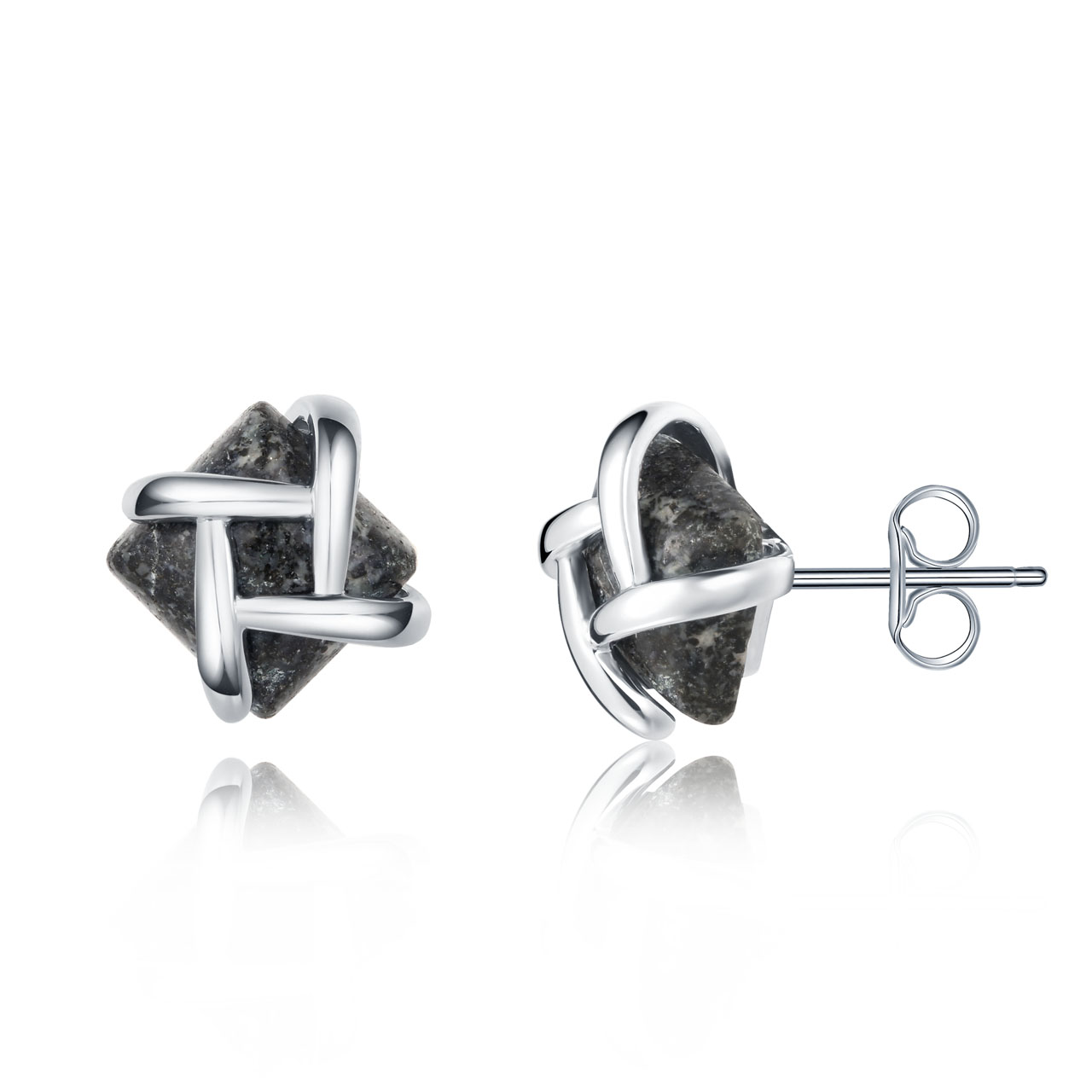 Silver Dash Granite Studs