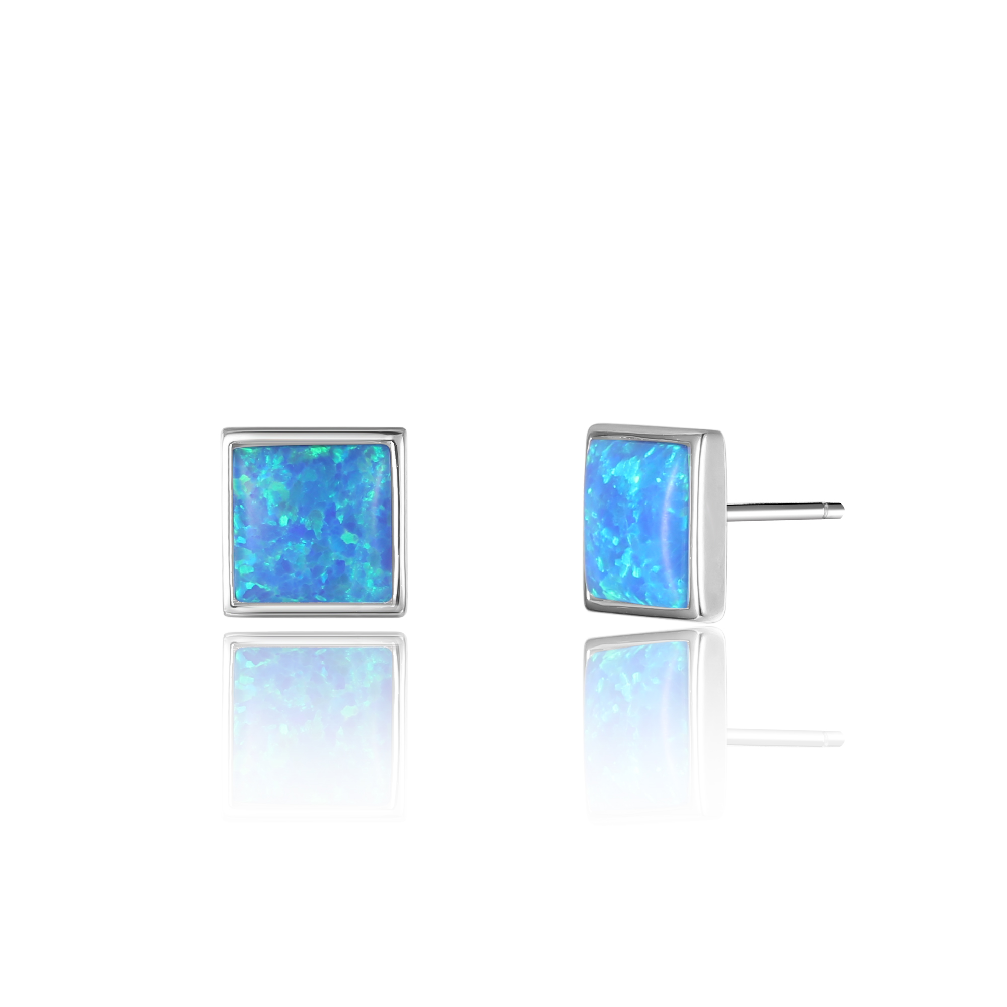Square Opal Studs