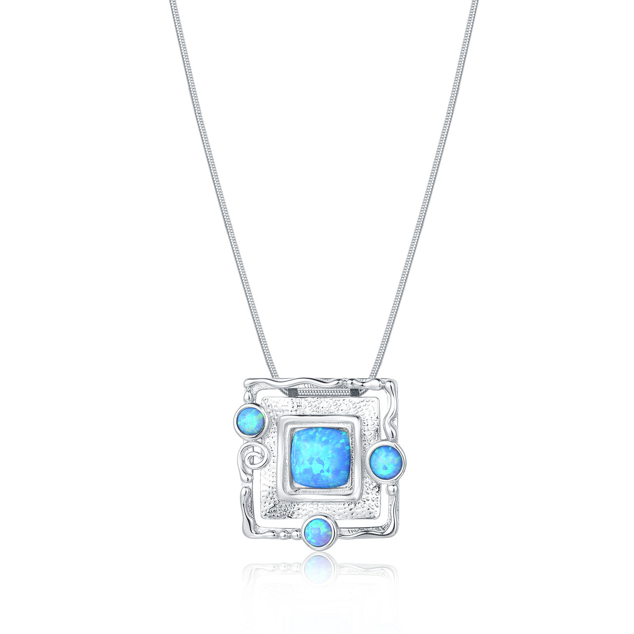 Square and Circle Opal Necklace