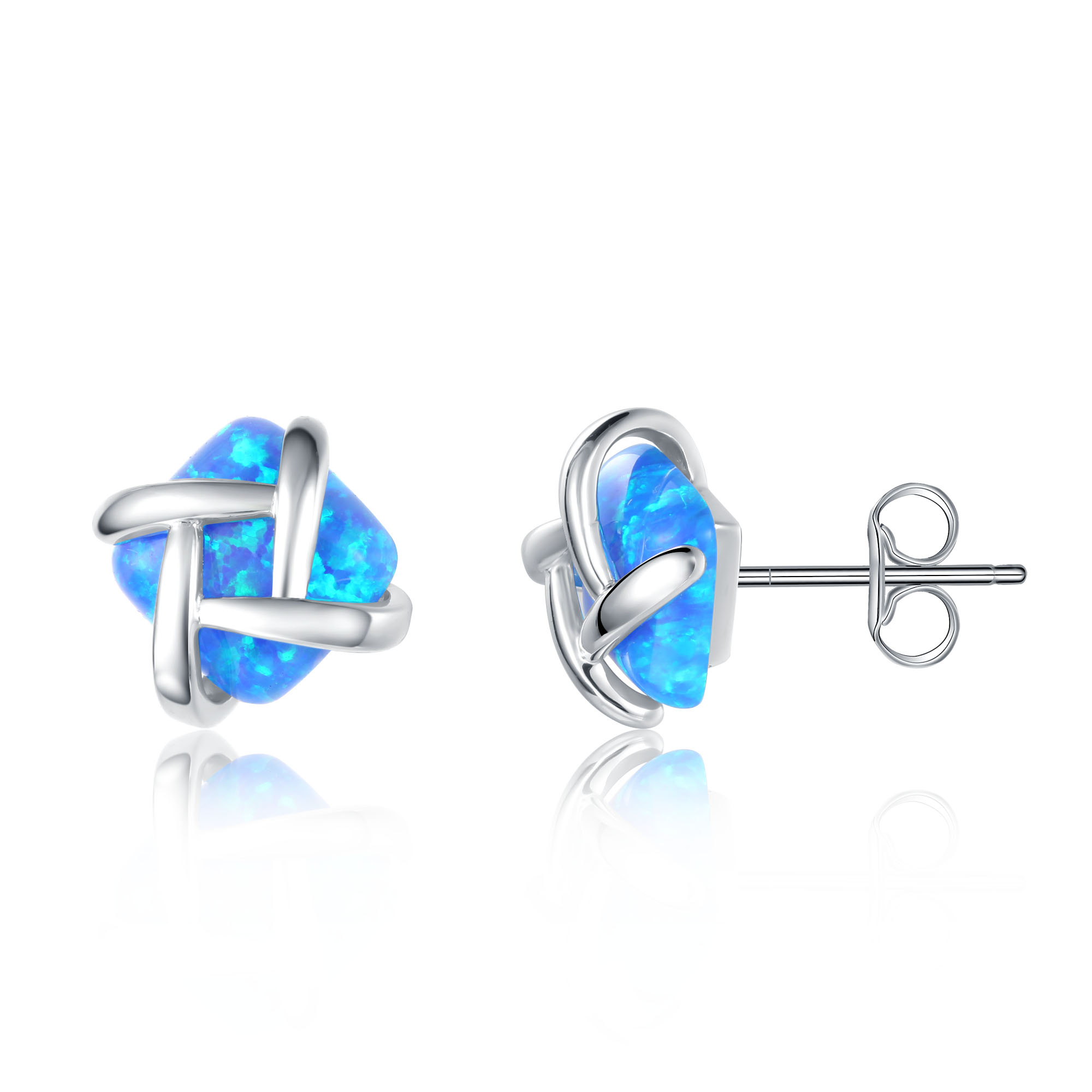 Square silver Dash Earrings
