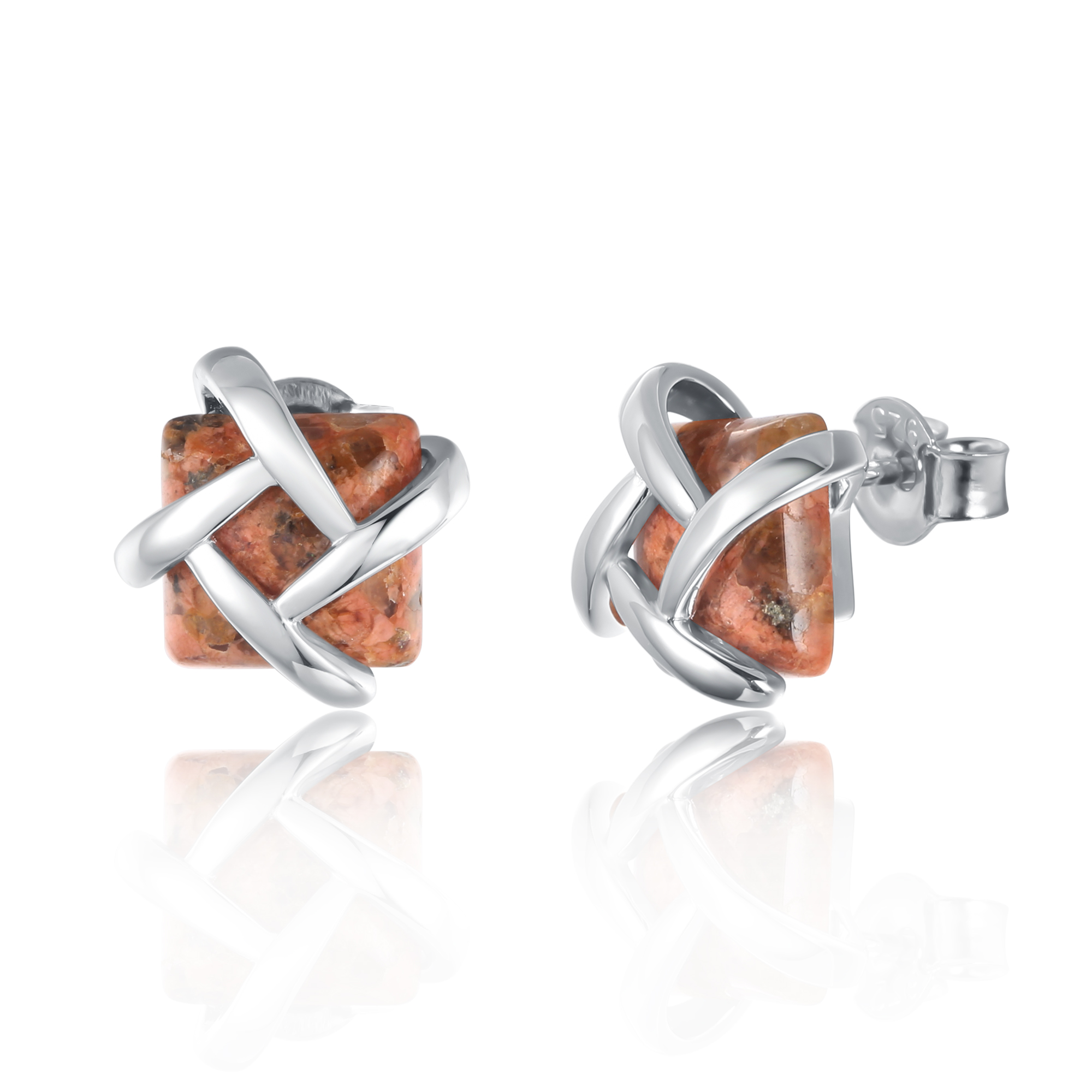 Silver Dash Granite Studs