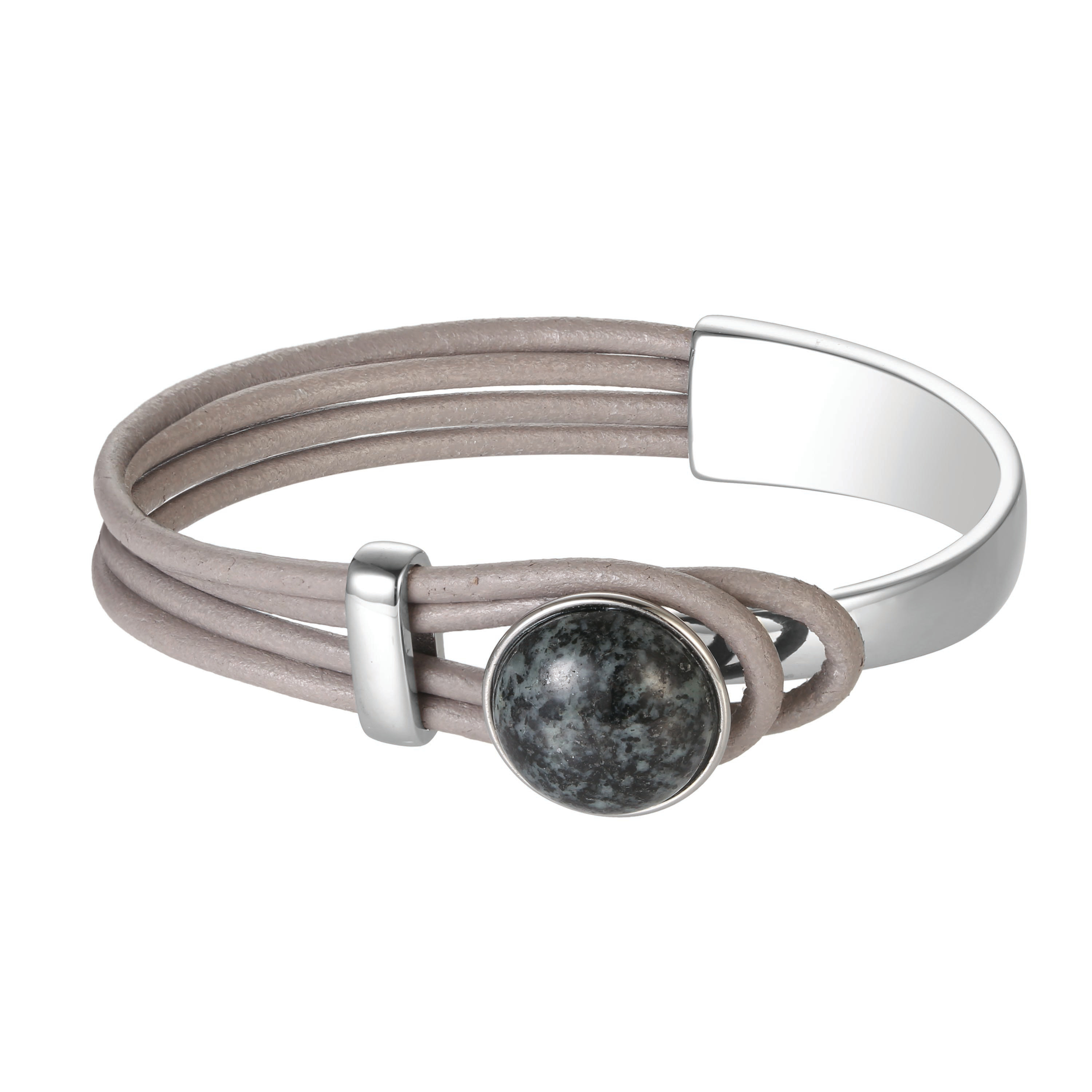 Leather and Granite Bracelet