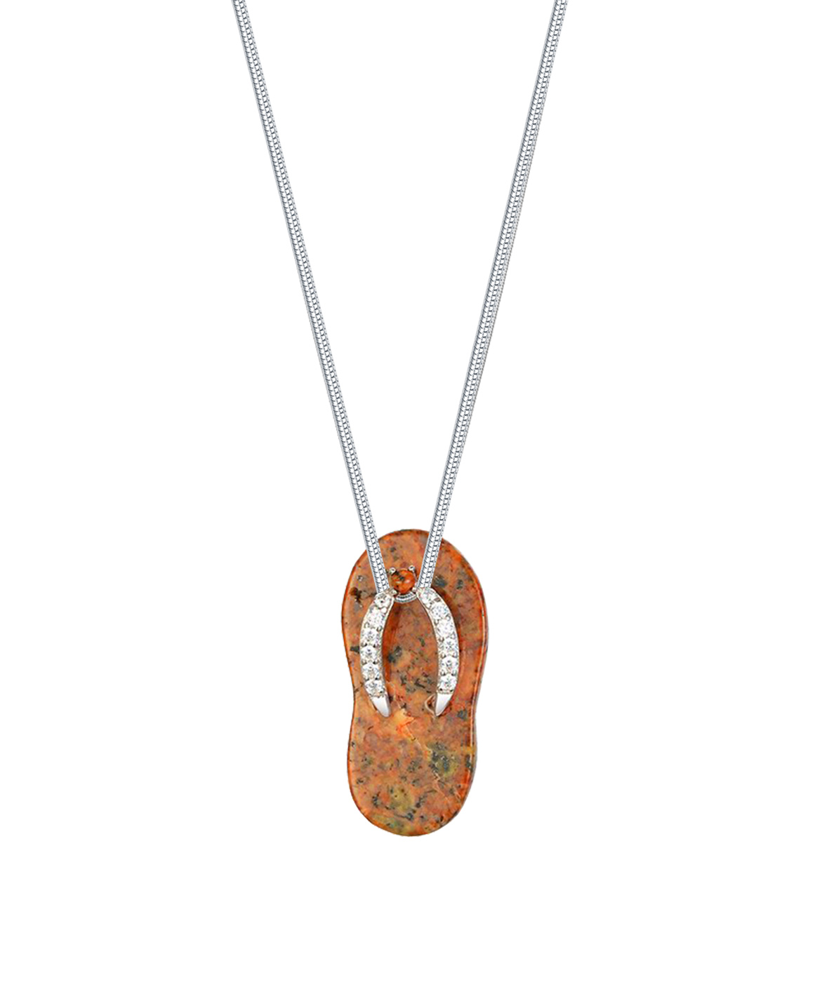 Jersey Granite Flip Flop Necklace with Crystals