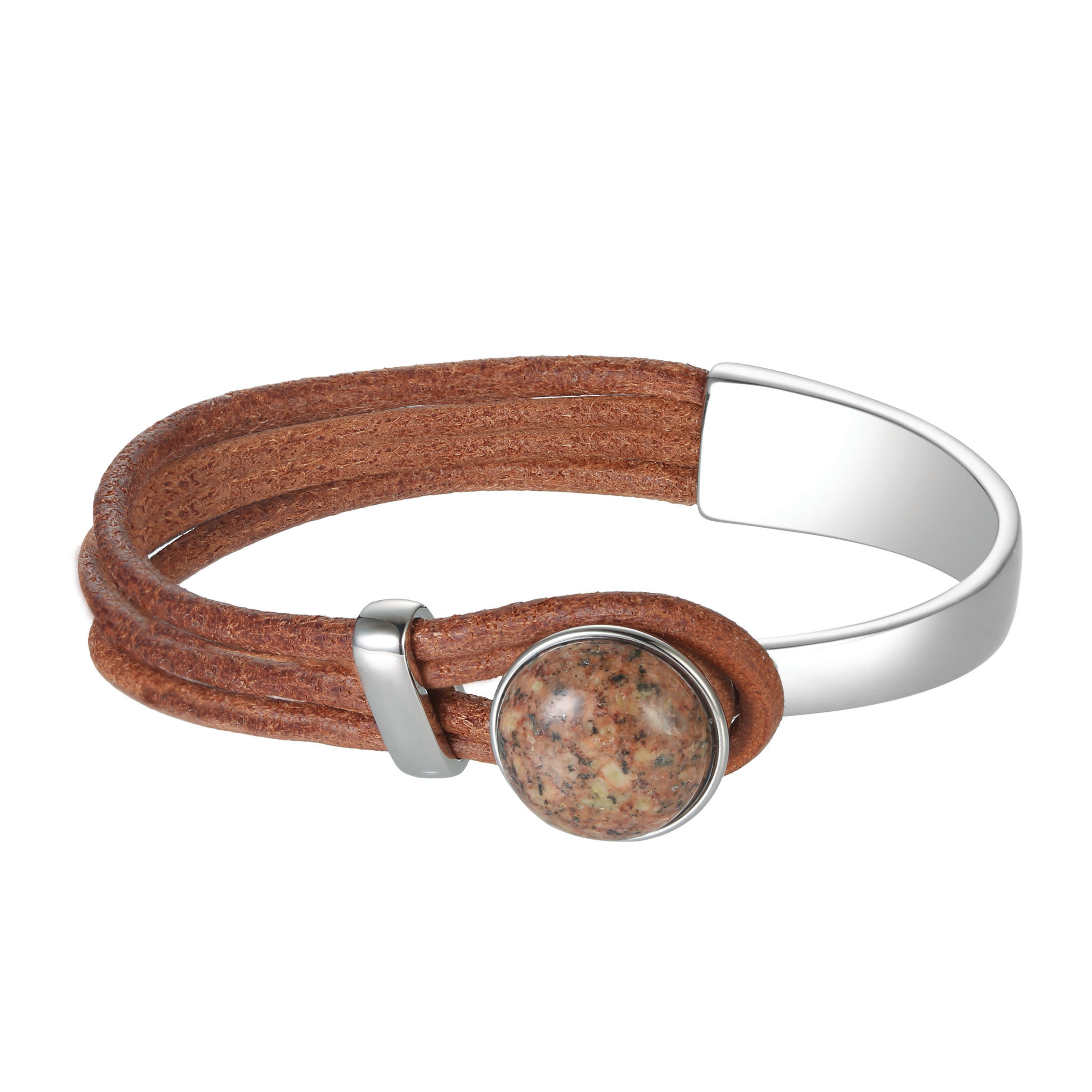 Leather and Granite Bracelet