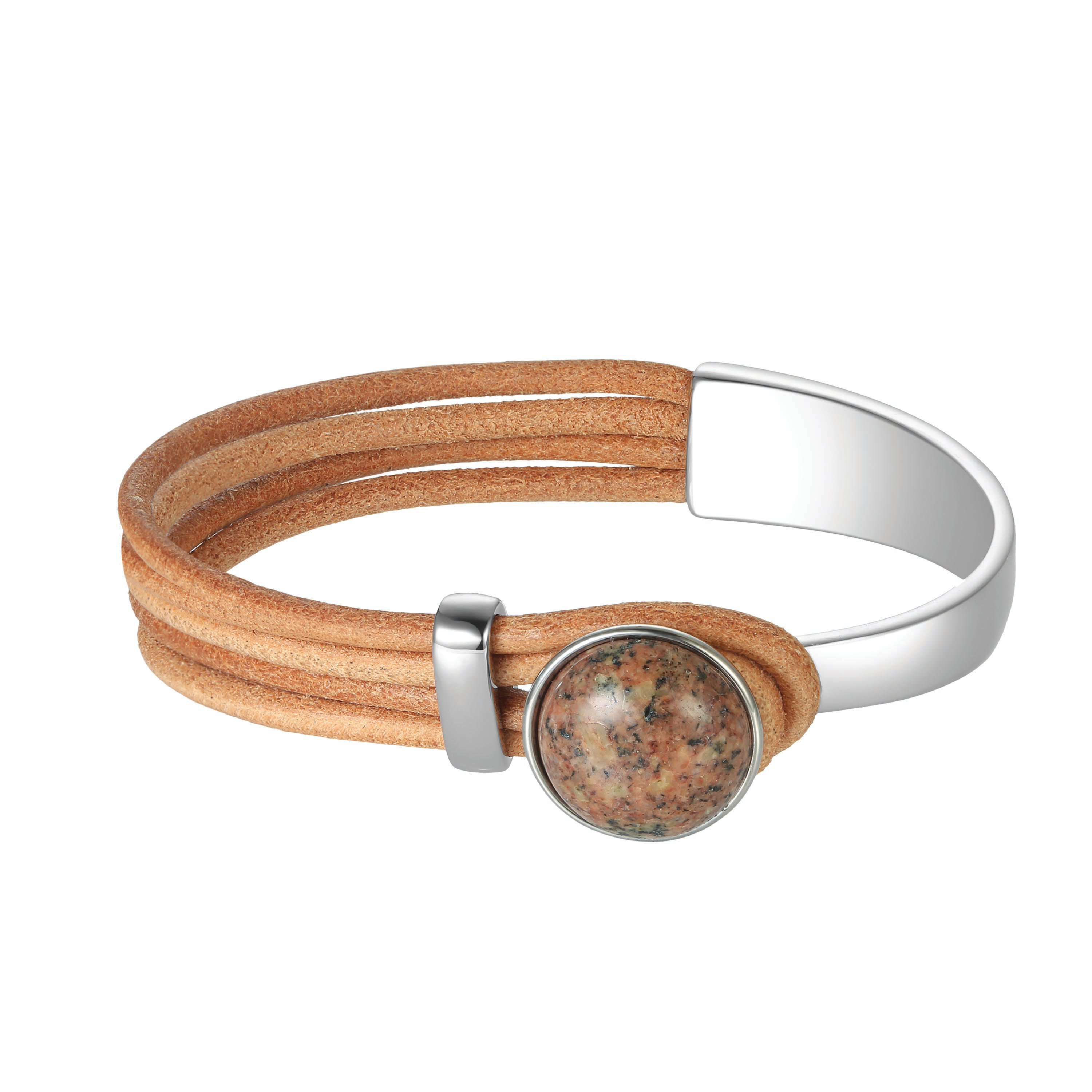 Leather and Granite Bracelet