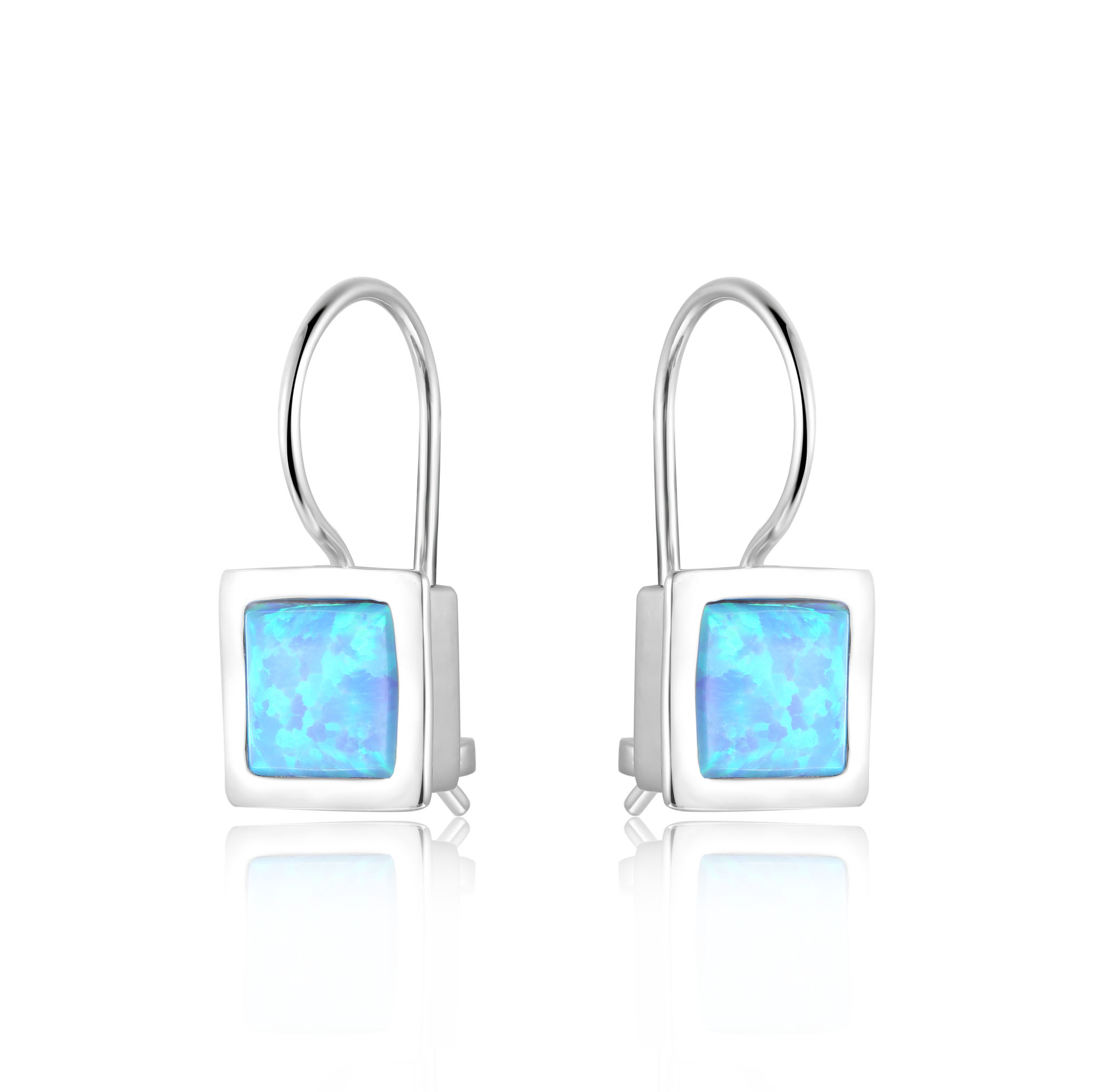 Square Opal Hook Earrings