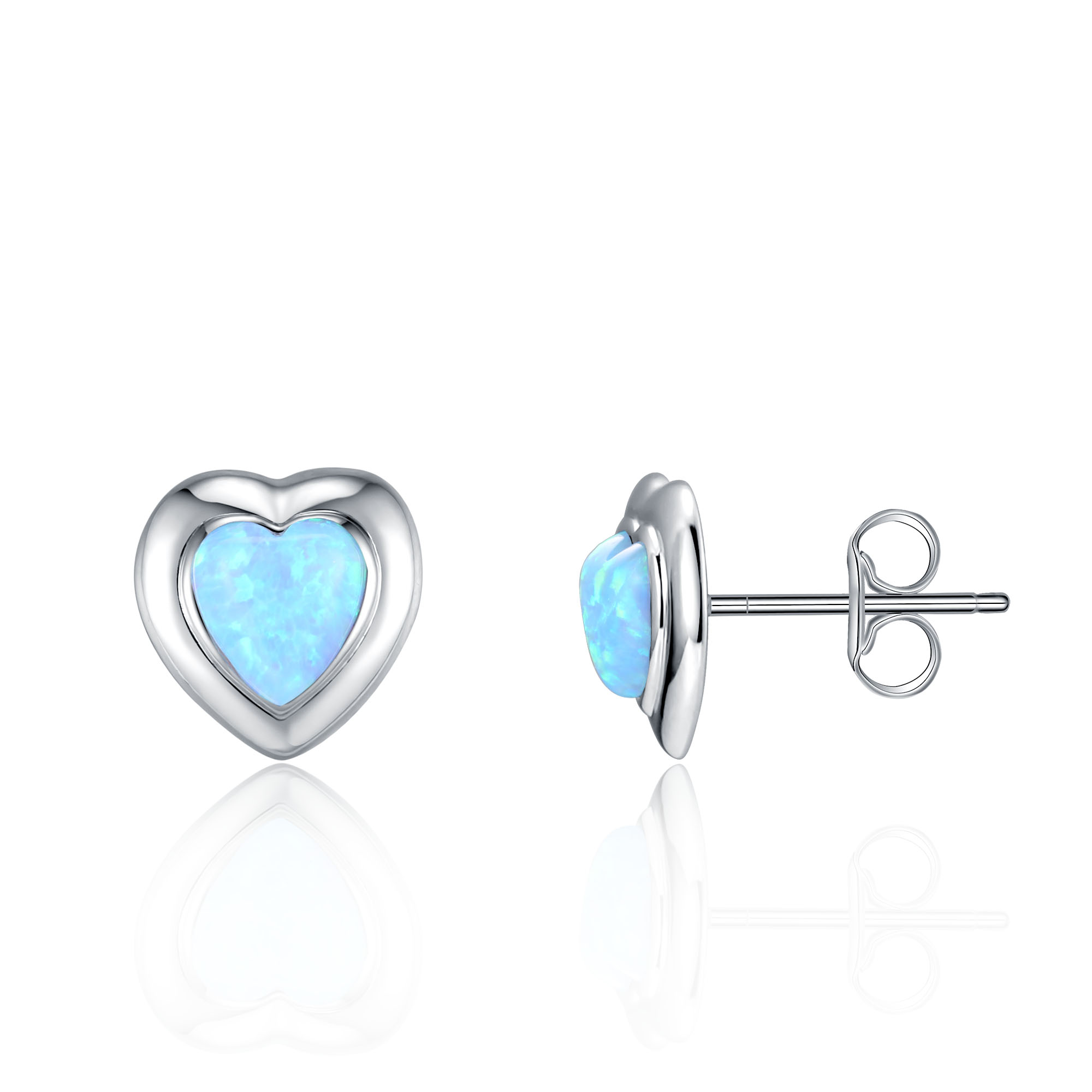 Opal Heart Studs