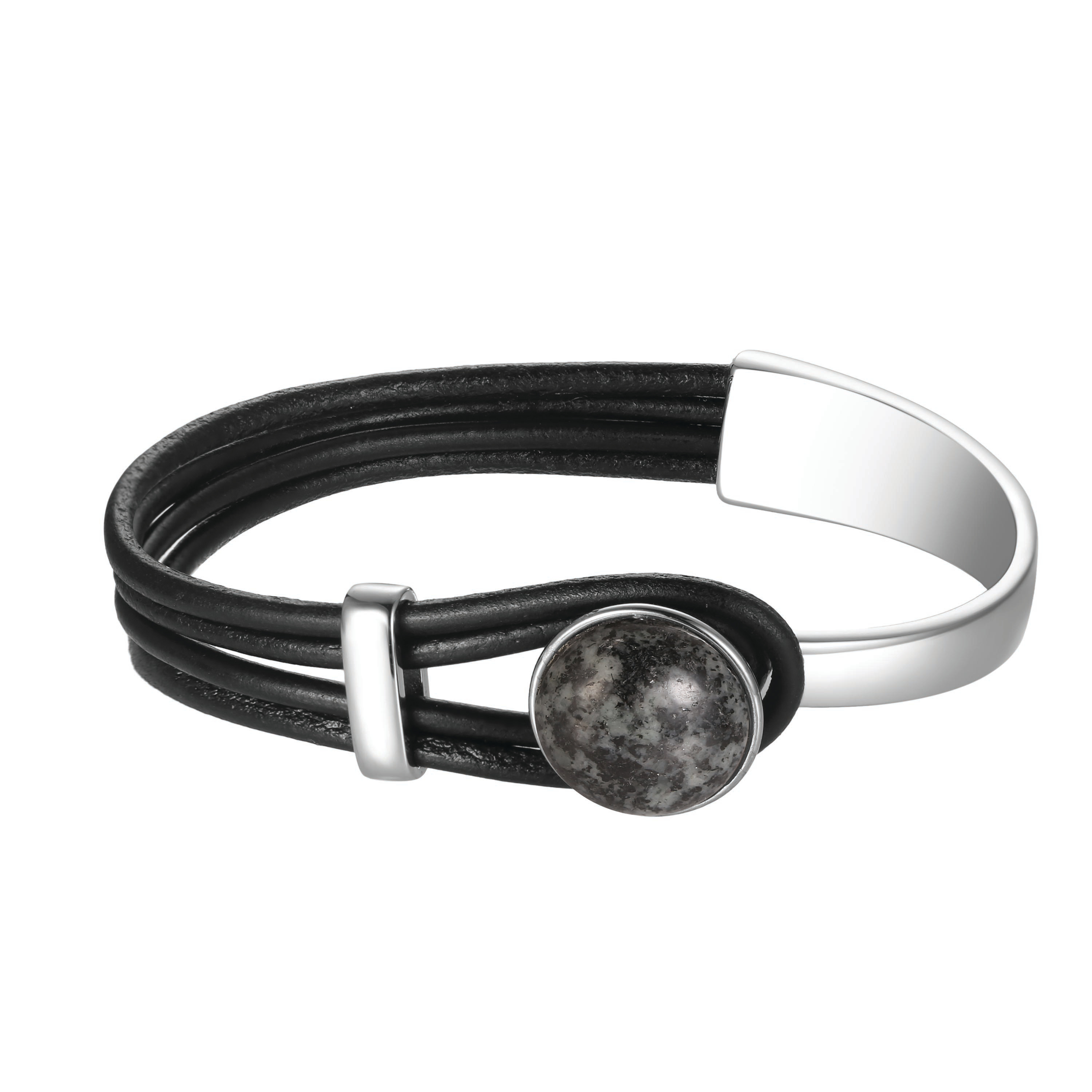 Leather and Granite Bracelet