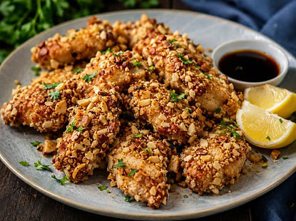 Chicken in almonds and nuts crust