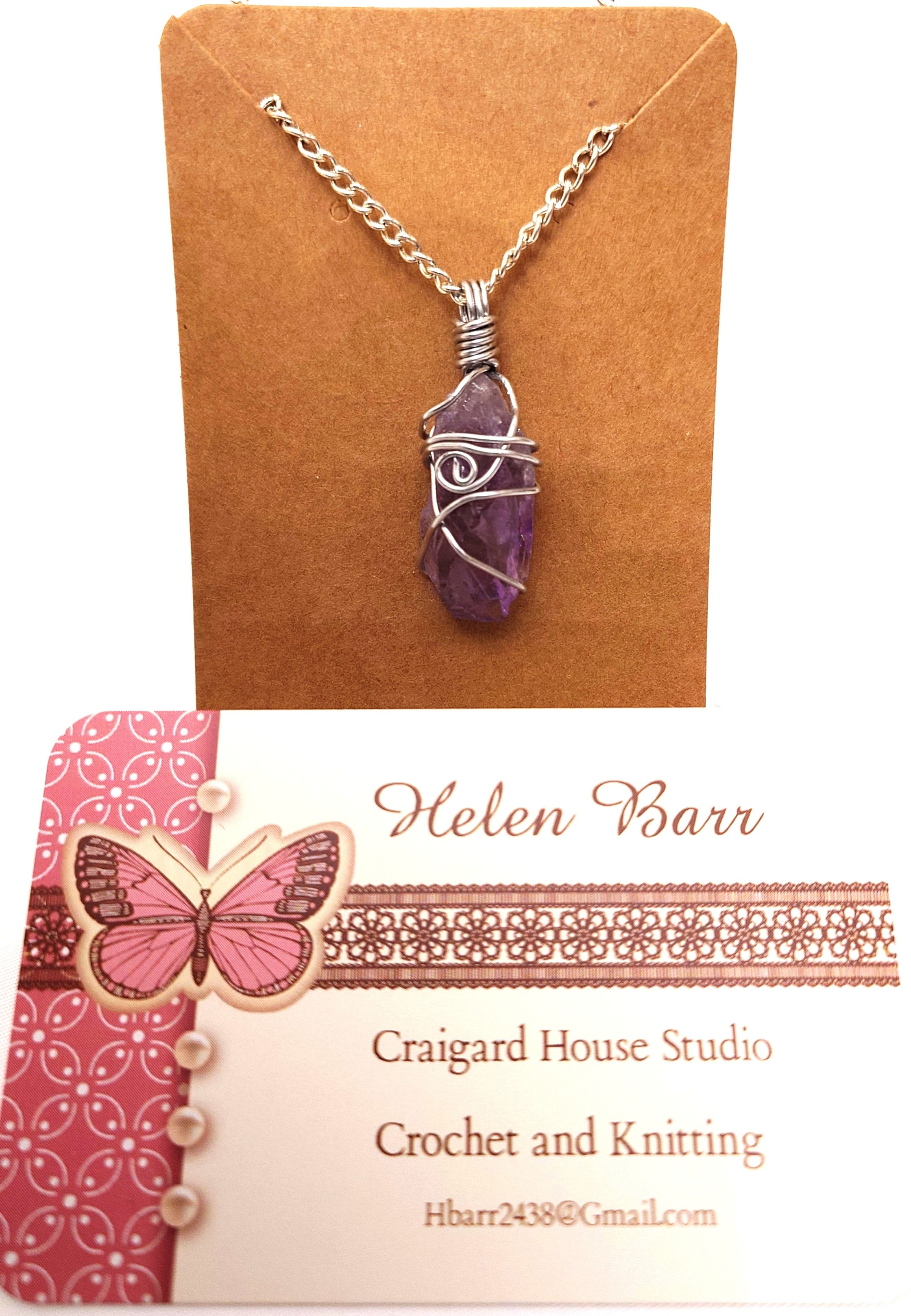 💫 Wire-Wrapped Amethyst Pendant with Symbolic Swirl Motif  