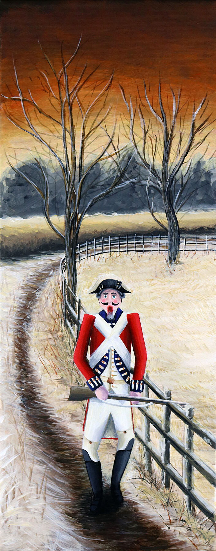 British soldier nutcracker in a wintry scene