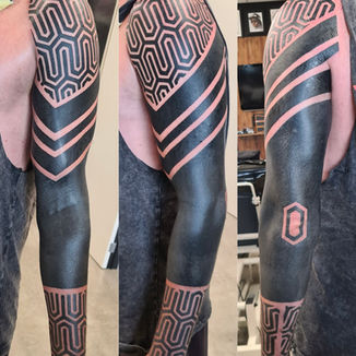 blackout, blackwork, solid black, geometric, sleeve, blackout tattoo, geometric tattoo