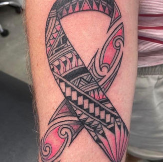 pink ribbon, breast cancer awareness, fuck cancer, polynesian design, polynesian pink ribbon, maori and polynesian pink ribbon