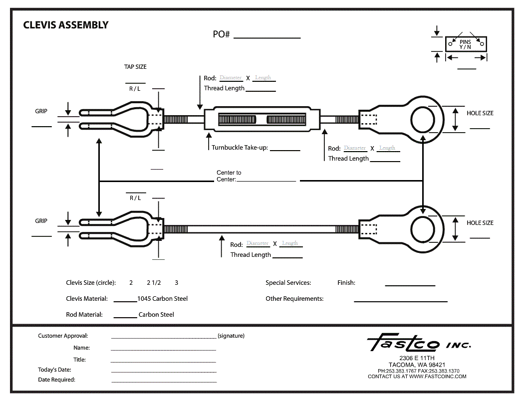 CLEVIS ASSEMBLY ORDER FORM