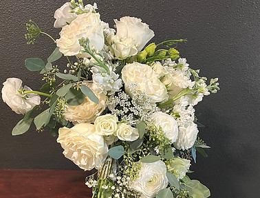 Cascading white bridal bouquet
