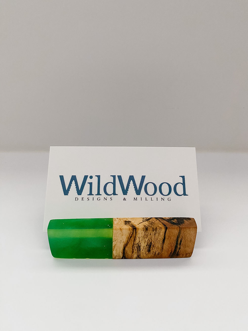 Thumbnail: Spalted Maple with Lime Green Epoxy Business Card Holder