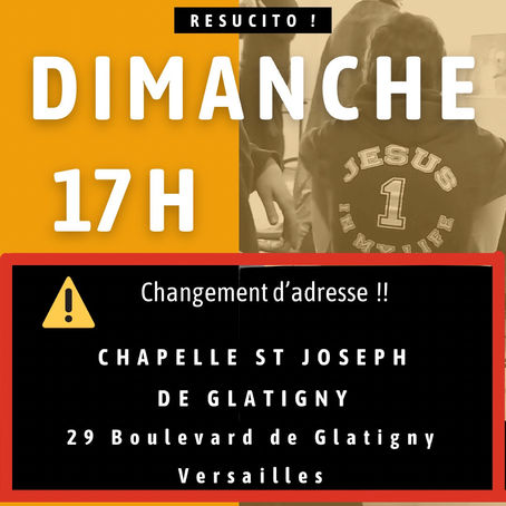 Exceptionnellement changement d’adresse pour ce dimanche 09/05