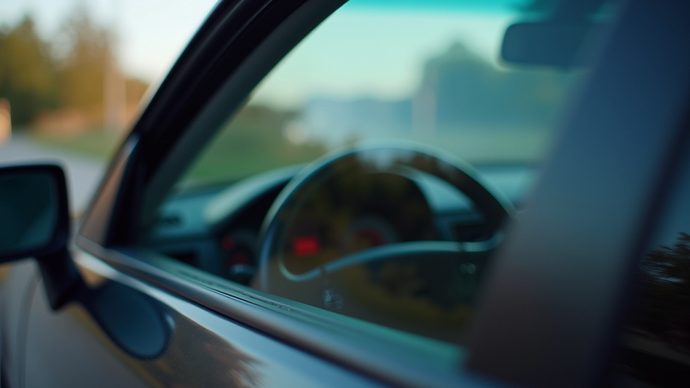 Close-up view of car window with 3M Obsidian tint applied