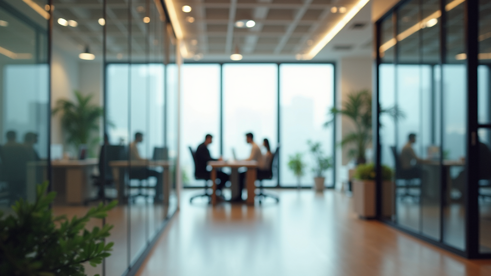 Wide angle view of a modern office space