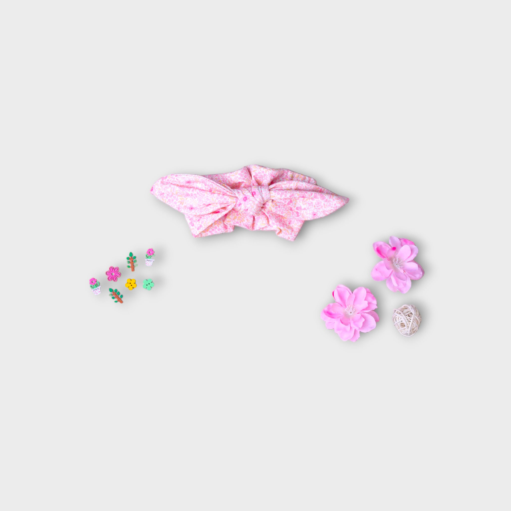 Bow Headband Ditsy Pink