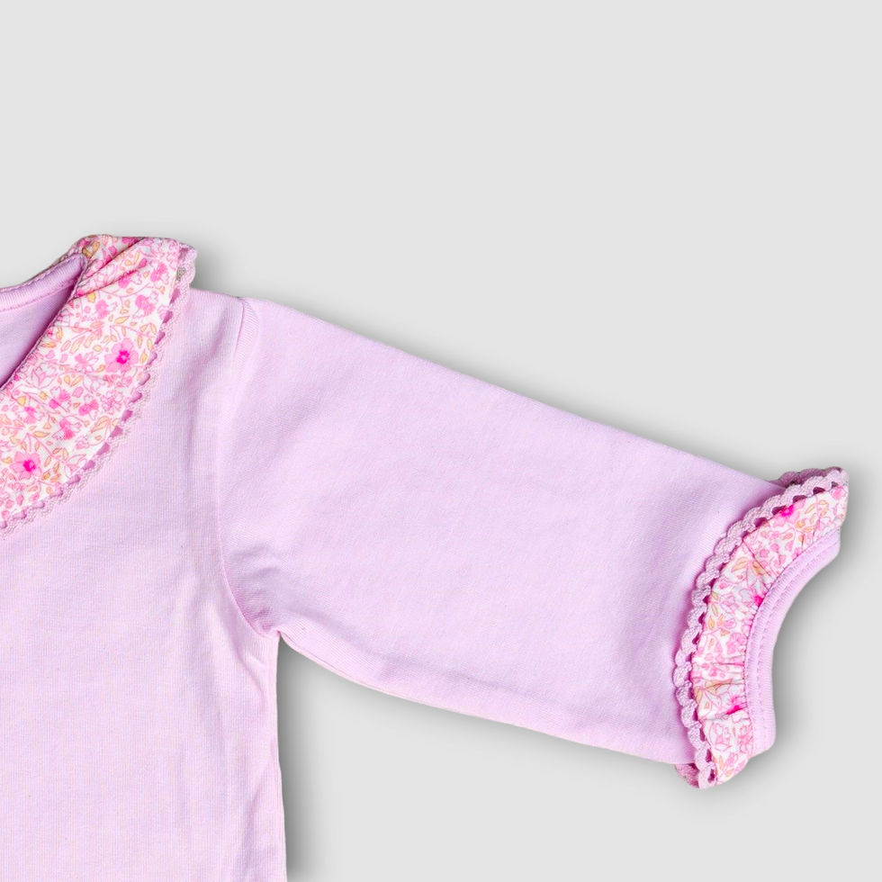 Thumbnail: Lace Collar Romper Pink & Ditsy Pink Print