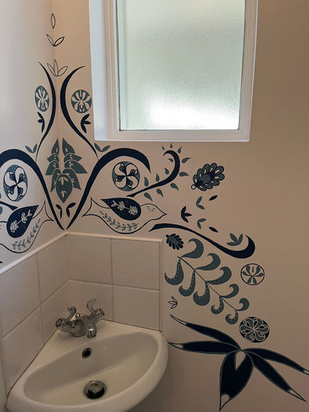 Original motifs painted in cloakroom, Nottinghamshire