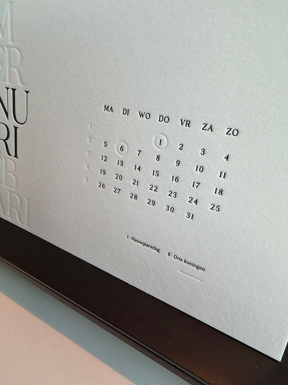 Letterpress kalender 2026