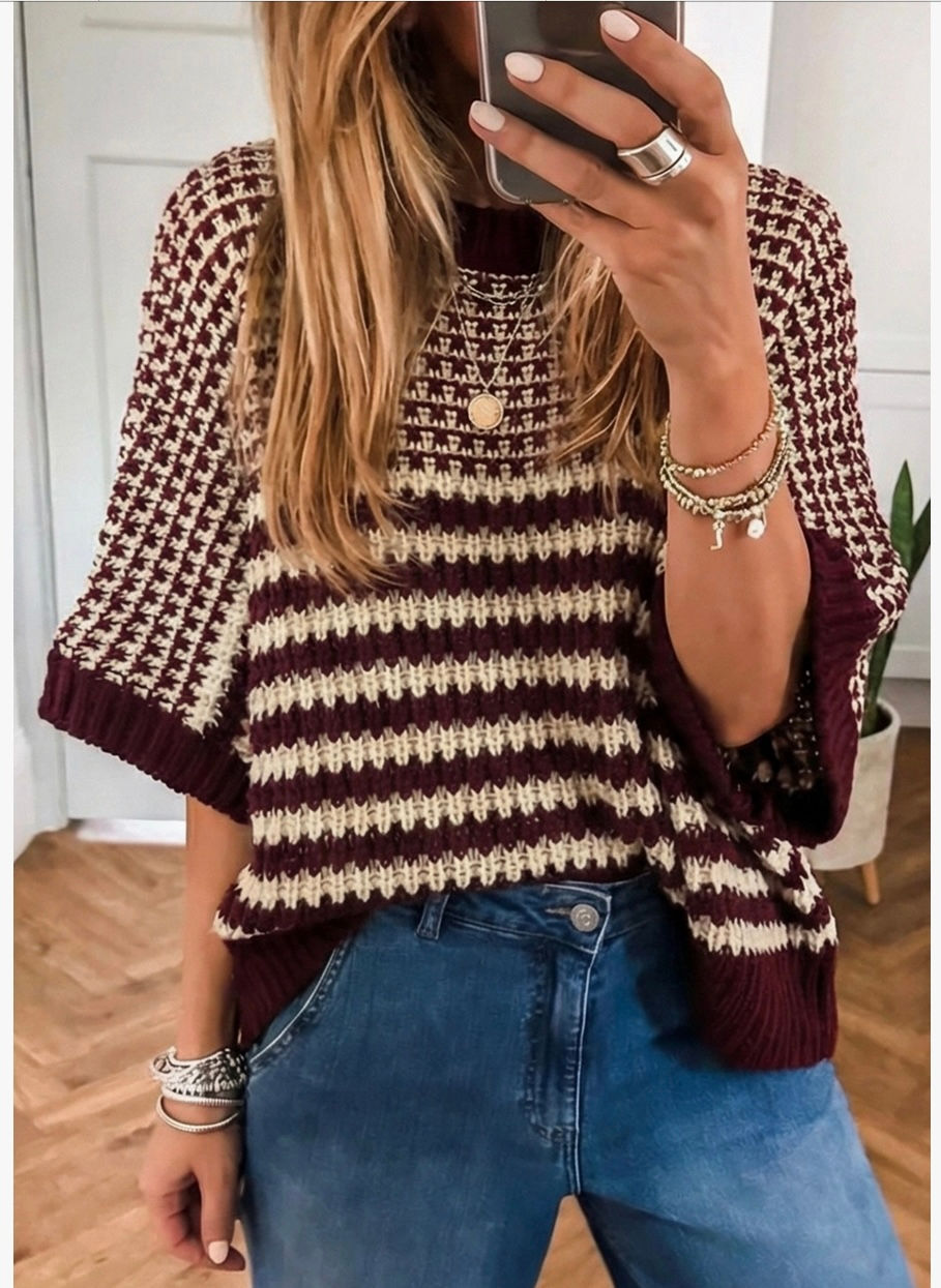 3/4 Draped Sleeve Slouchy Sweater