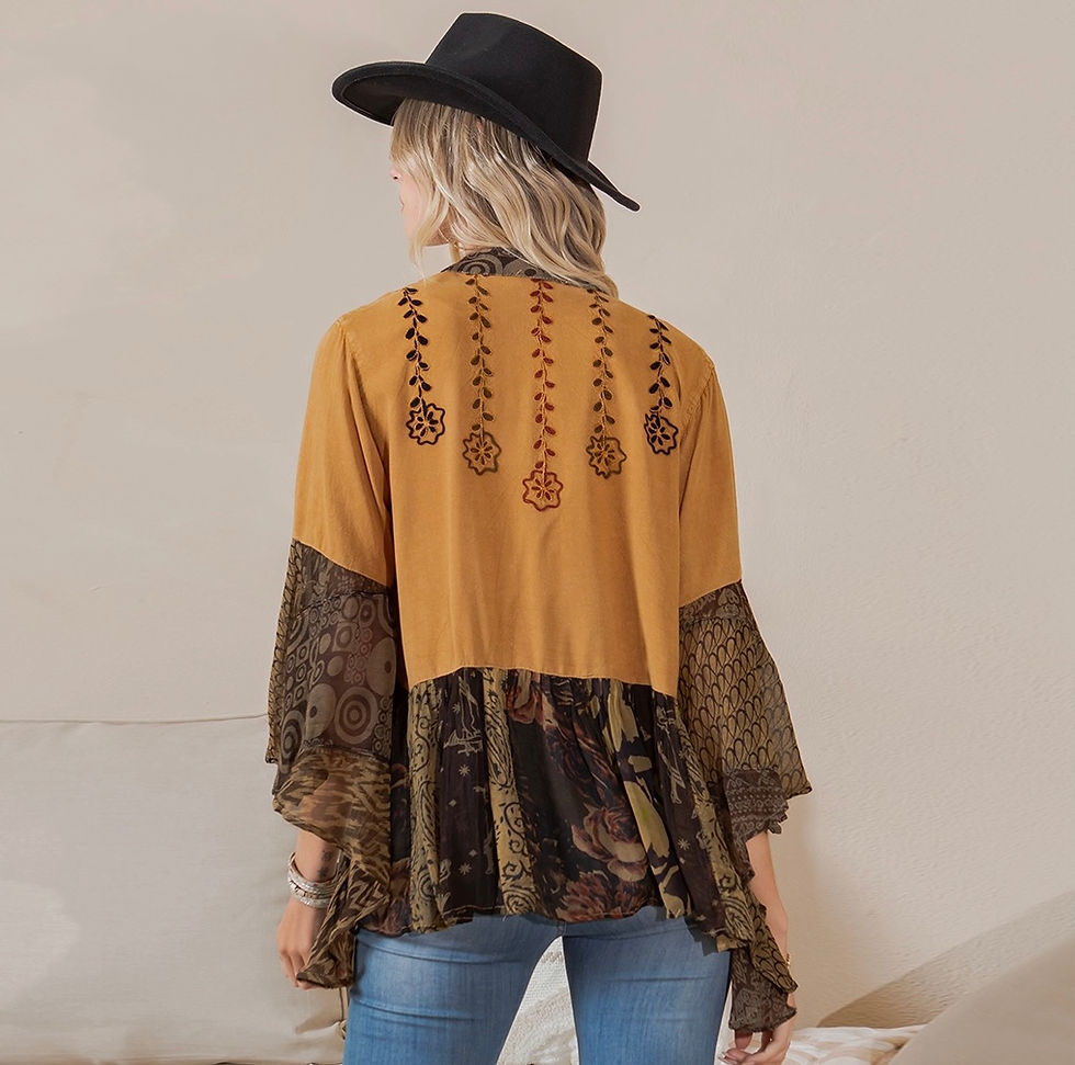 Thumbnail: Printed Kimono Shrug w/Embroidery