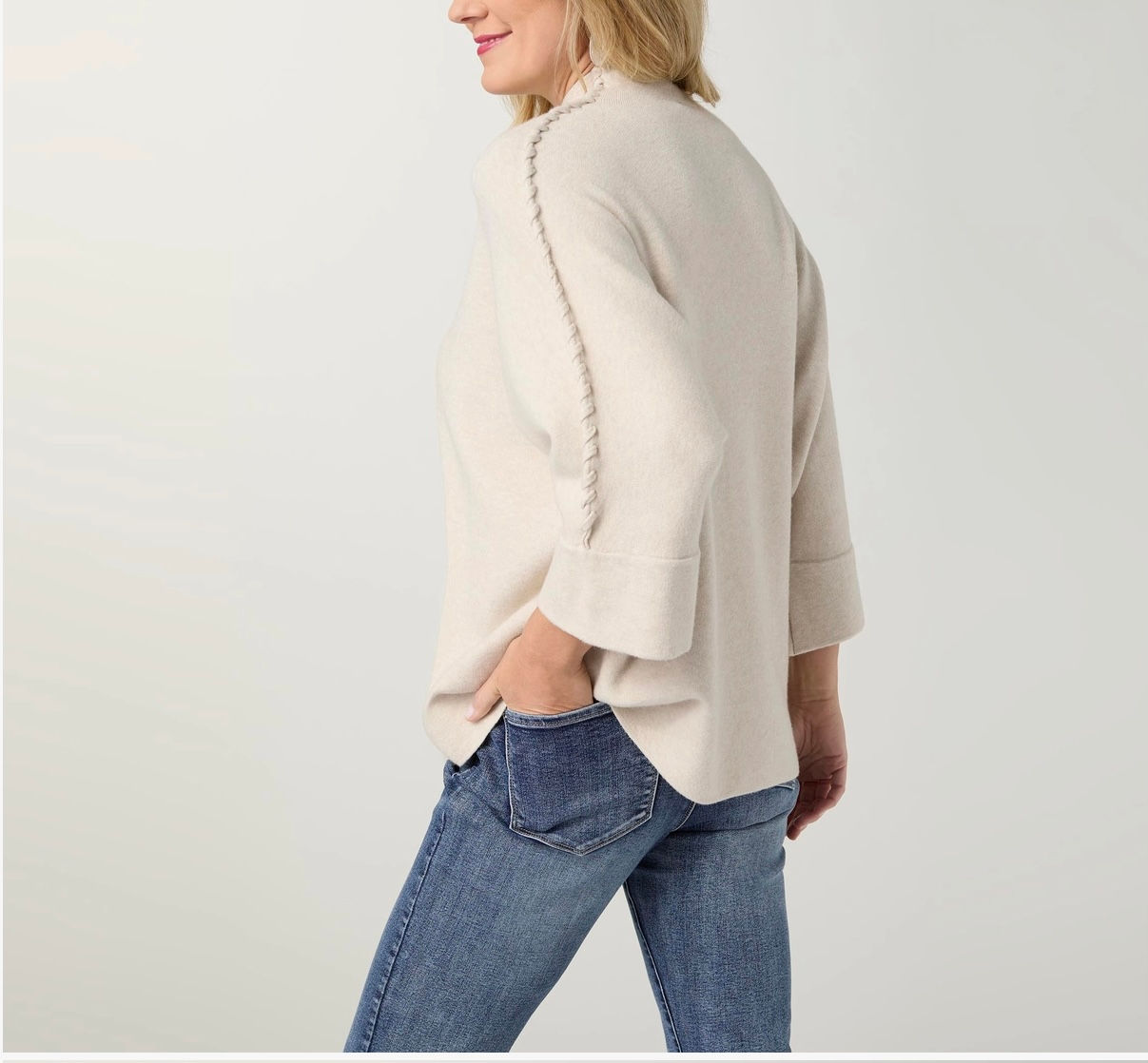 Heavenly-Luxe Stitch Detail Funnel Neck Sweater