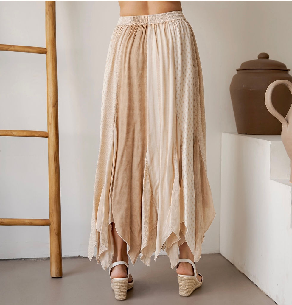 Thumbnail: Artisan Bohemian Patchwork Handkerchief Maxi Skirt