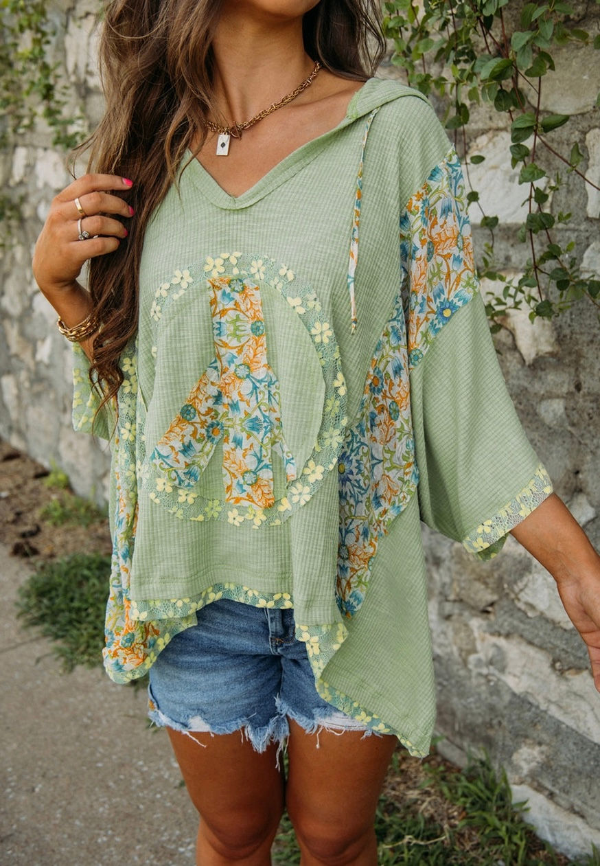 Floral Peace Patchwork Spring Top