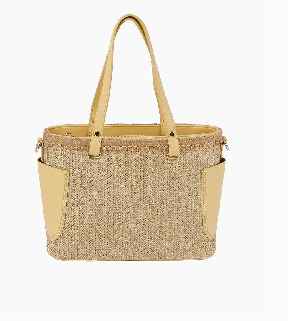Thumbnail: Vegan Leather/Straw Tote Bag