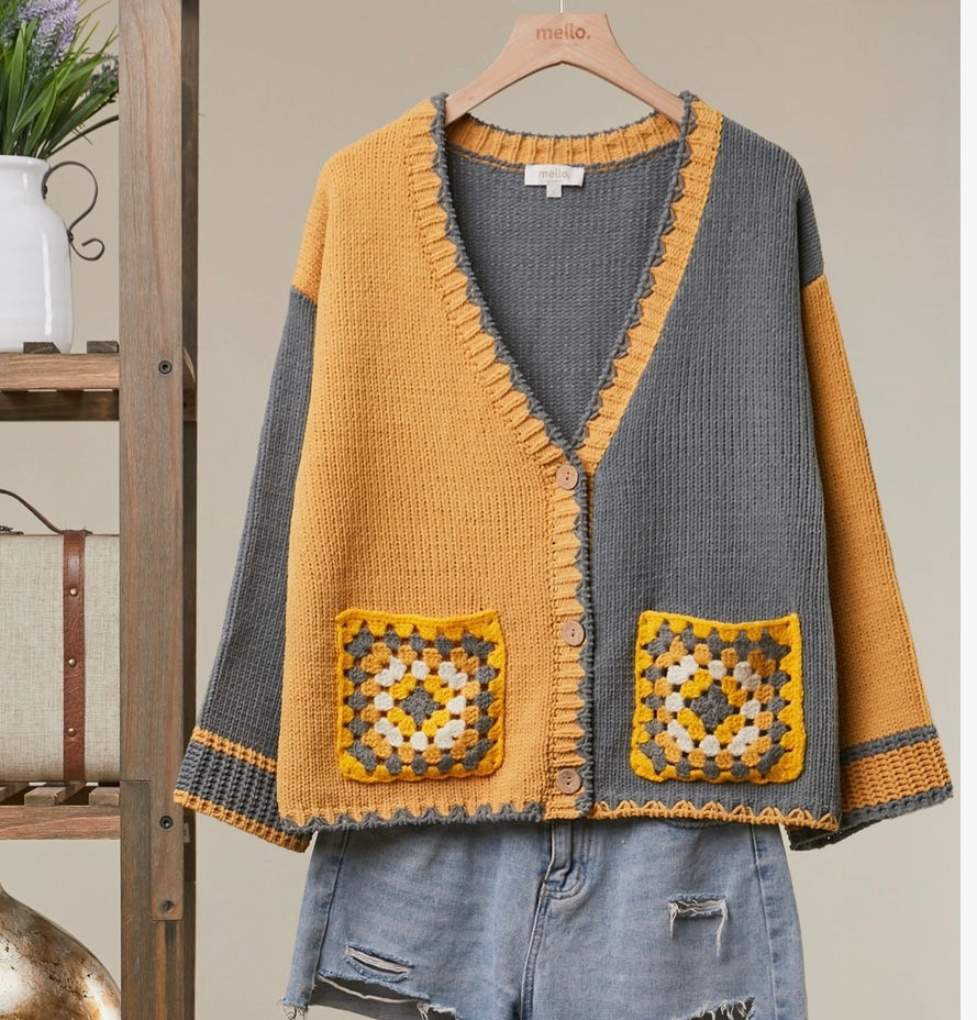 Embroidered Front Pocket Cardigan