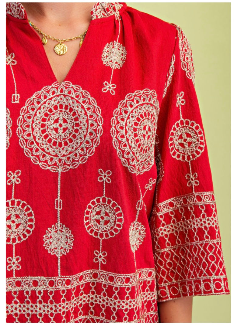 Thumbnail: Embroidered V-neck Blouse